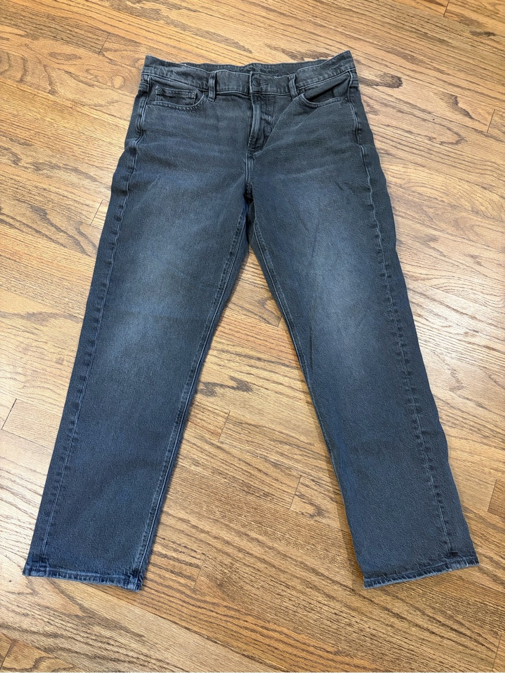 American Eagle High Waisted Straight Jeans, Black, size 10